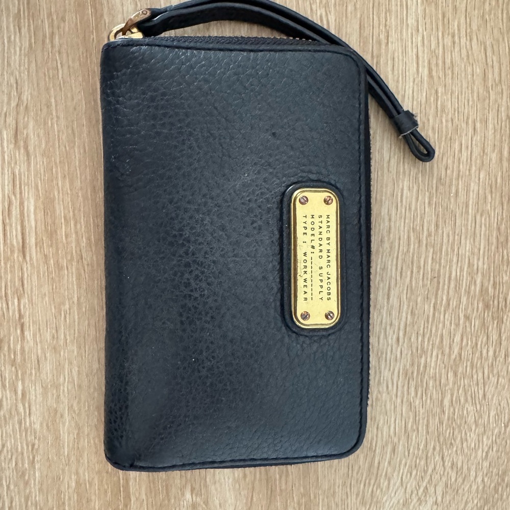 Marc by Marc Jacobs Black Leather Wristlet with Gold Accents Wallet